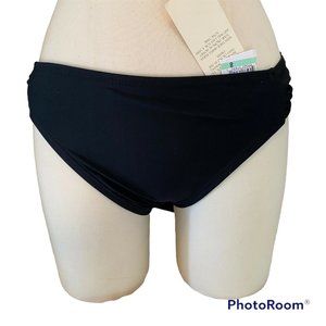 tropical honey bikini bottom size 8 medium black ruched sides nwt